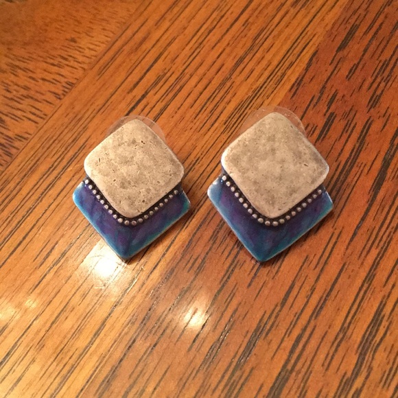 Chico's Jewelry - Chico’s Silver Tone & Blue Enamel Earrings